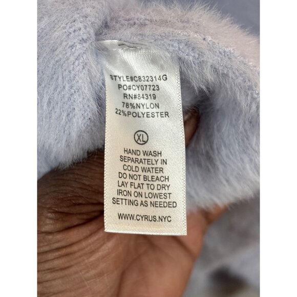Cyrus Womens XL Fuzzy Button Cardigan Sweater Light Blue - Picture 10 of 11